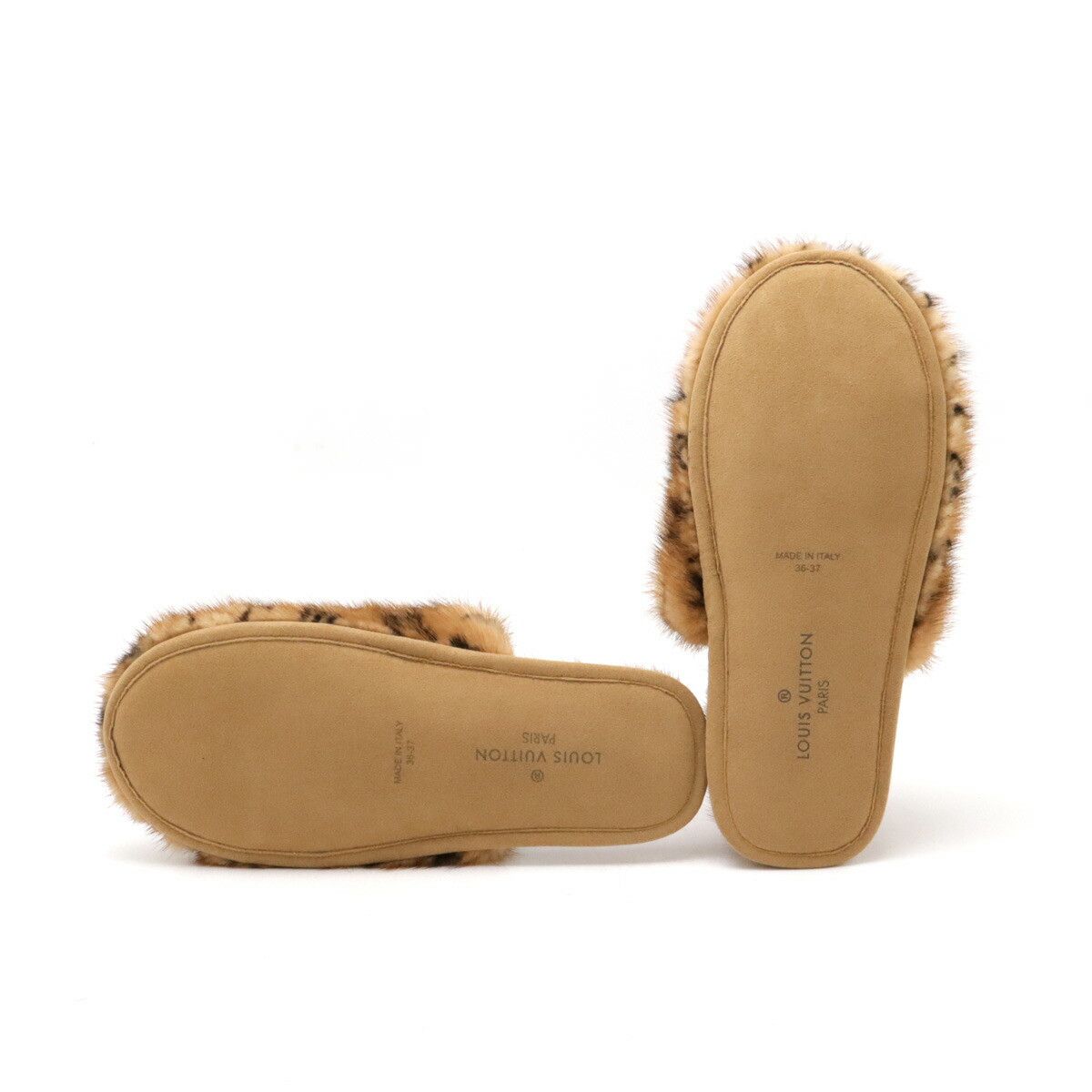 Louis Vuitton Louis Vuitton Louis Vuitton LV Suite Line Mink Fur Slippers Natural Material Shoes 1A4MCH DUTY FREE for USA Size ONE SIZE - 5 Thumbnail