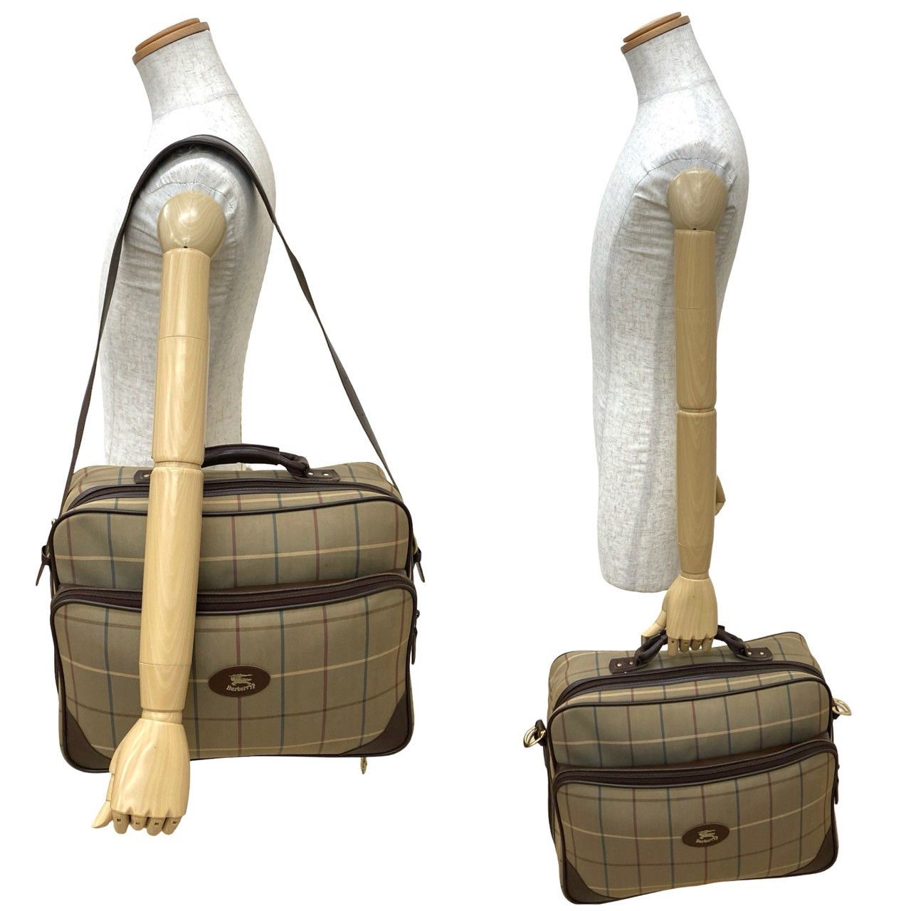 Burberry Burberry Burberrys Shadow Horse Logo Canvas Leather 2way Boston Bag Canvas Travel Bag DUTY FREE for USA Size ONE SIZE - 3 Thumbnail
