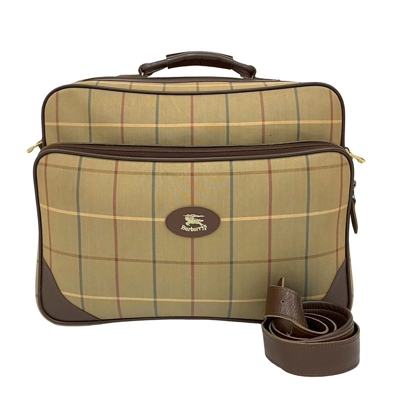 Burberry Burberry Burberrys Shadow Horse Logo Canvas Leather 2way Boston Bag Canvas Travel Bag DUTY FREE for USA Size ONE SIZE - 2 Thumbnail