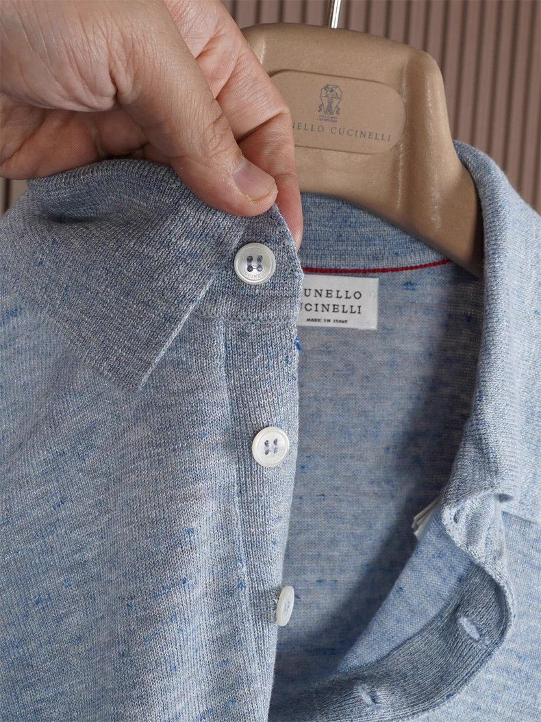 Brunello Cucinelli Brunello Cucinelli Men's Knit Polo Shirt Size US L / EU 52-54 / 3 - 2 Thumbnail