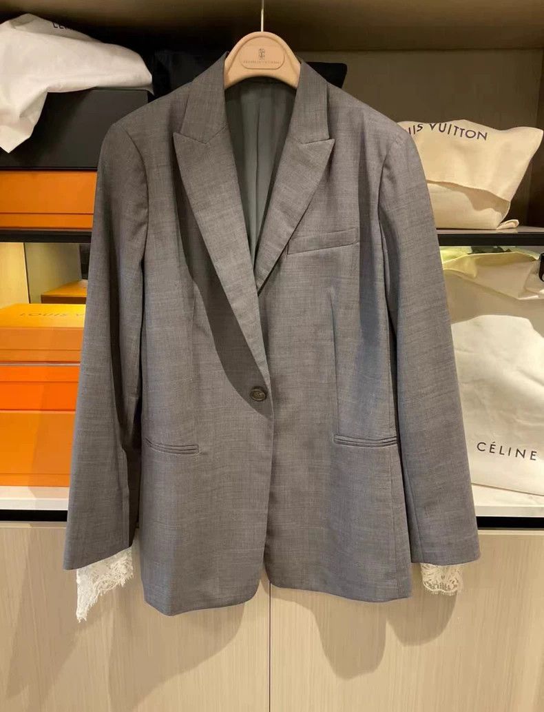 Brunello Cucinelli Brunello Cucinelli Gray Blazer Size 44 Size US S / EU 44-46 / 1 - 8 Thumbnail