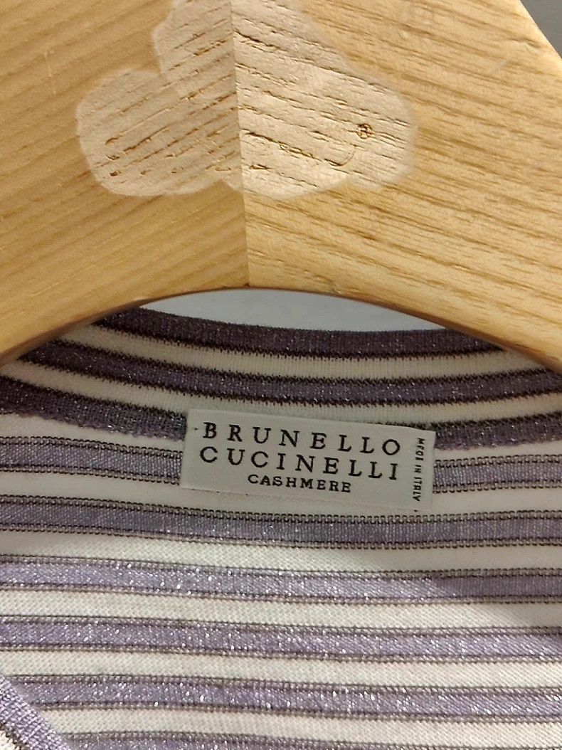 Brunello Cucinelli Brunello Cucinelli Gray Stripe Tee Size US M / EU 48-50 / 2 - 2 Thumbnail
