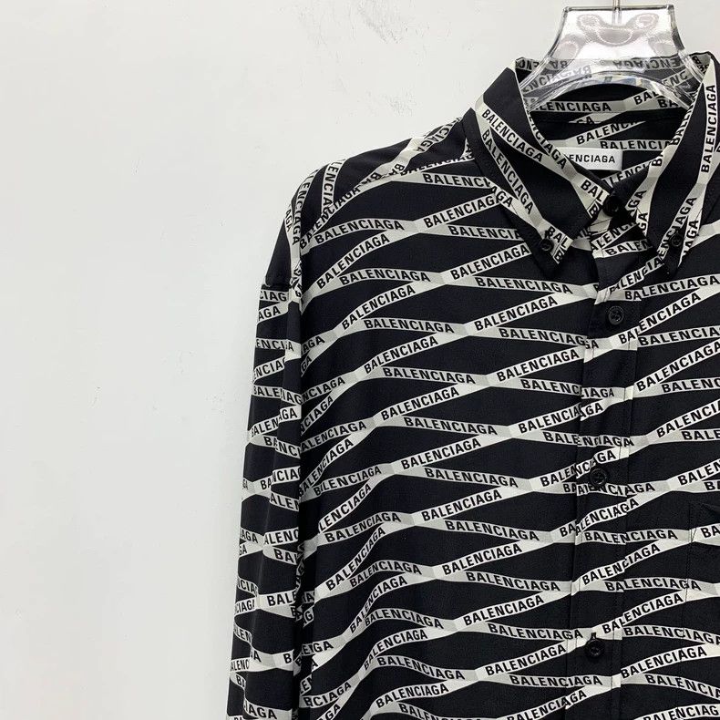 Balenciaga Balenciaga Black Logo Silk Long Sleeve Shirt Size US XXS / EU 40 - 3 Thumbnail