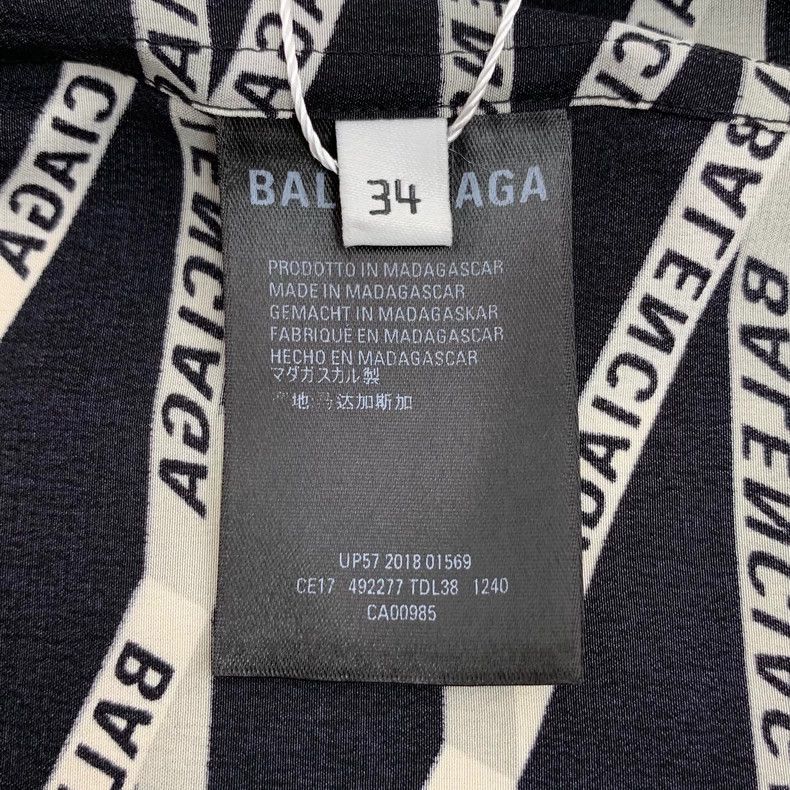 Balenciaga Balenciaga Black Logo Silk Long Sleeve Shirt Size US XXS / EU 40 - 6 Thumbnail