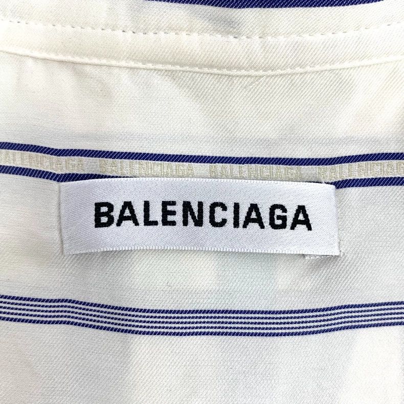 Balenciaga Balenciaga White Stripe Silk Bow Shirt Size US S / EU 44-46 / 1 - 5 Thumbnail