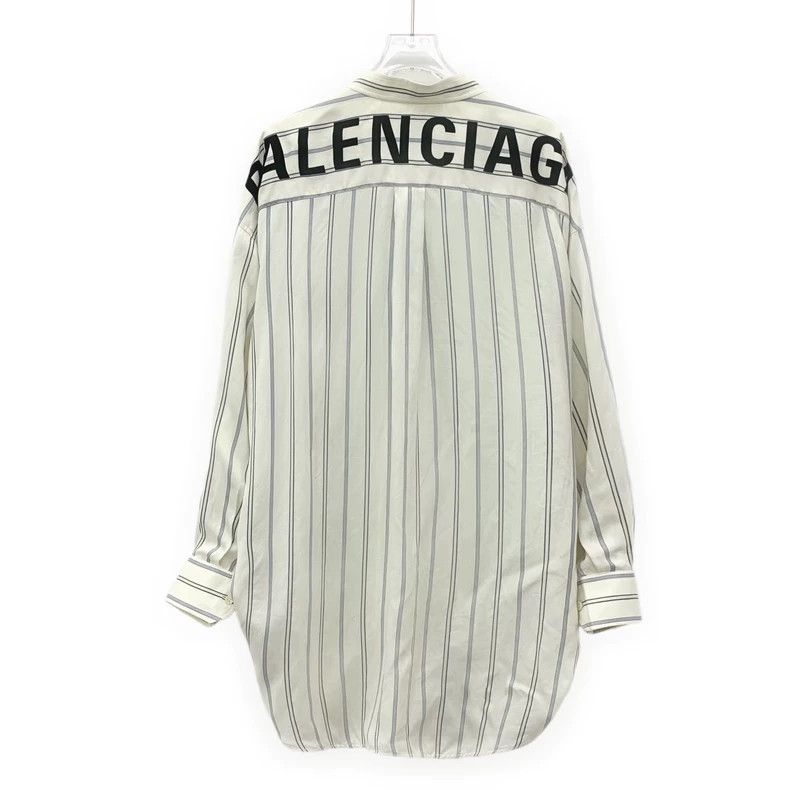 Balenciaga Balenciaga White Stripe Silk Bow Shirt Size US S / EU 44-46 / 1 - 2 Thumbnail