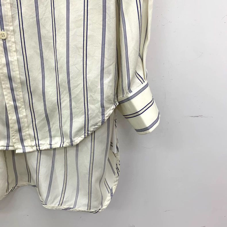 Balenciaga Balenciaga White Stripe Silk Bow Shirt Size US S / EU 44-46 / 1 - 4 Thumbnail