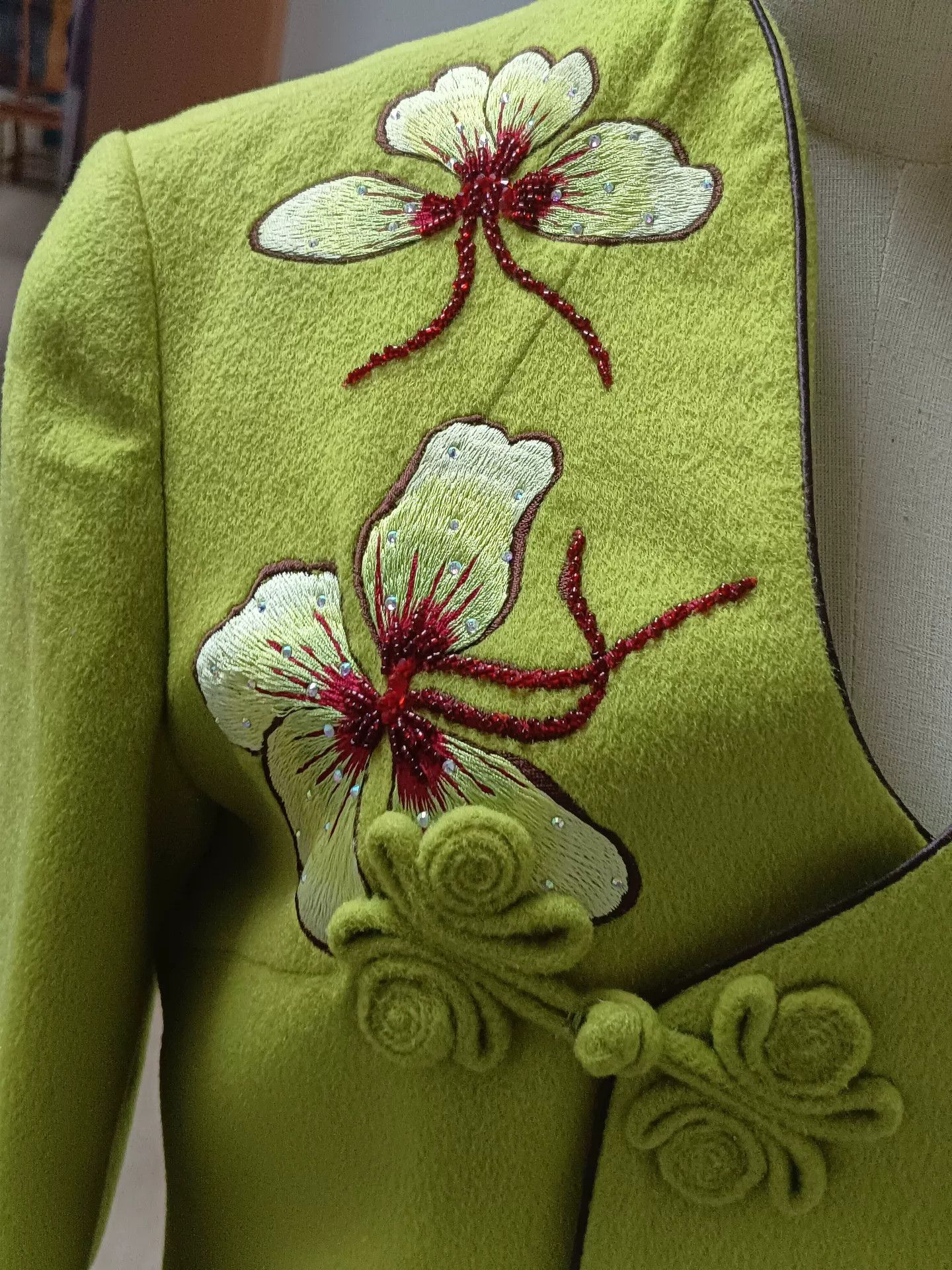 Kapital Green Chinese Style Wool Coat Size US L / EU 52-54 / 3 - 7 Thumbnail