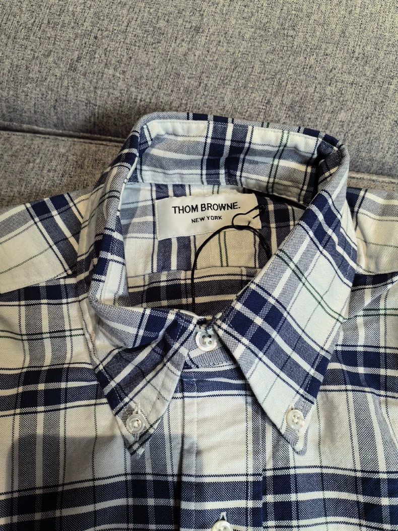Thom Browne THOM BROWNE Men's Blue Plaid Shirt Size US M / EU 48-50 / 2 - 3 Thumbnail