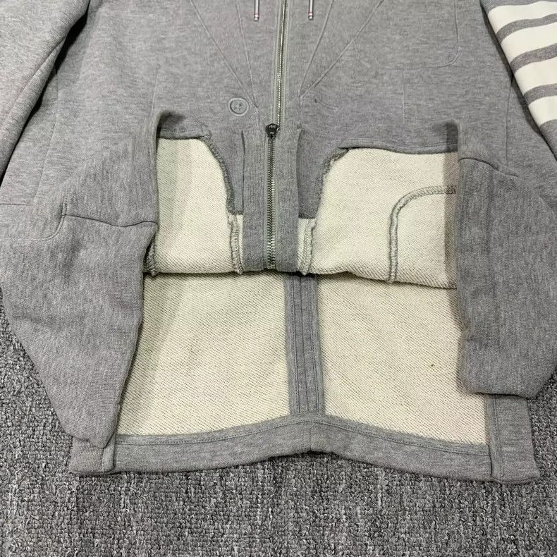 Thom Browne Thom Browne Gray 4-Stripe Zip Jacket Size US S / EU 44-46 / 1 - 4 Thumbnail