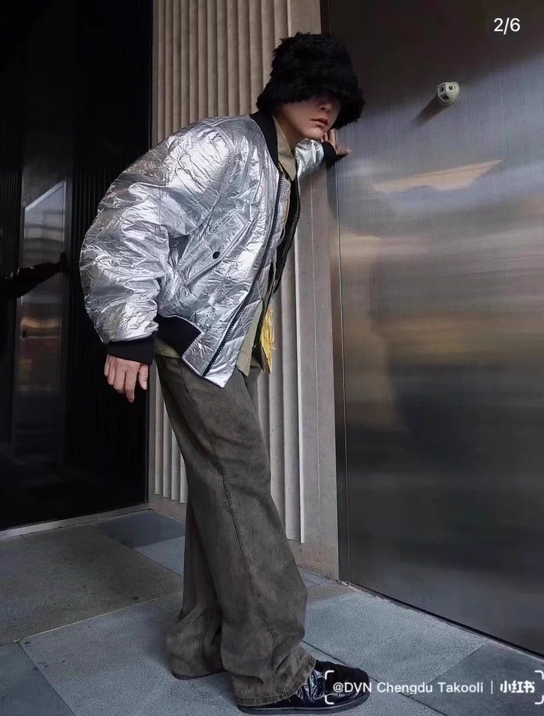 Dries Van Noten Dries Van Noten Silver Bomber Jacket Size US M / EU 48-50 / 2 - 2 Thumbnail