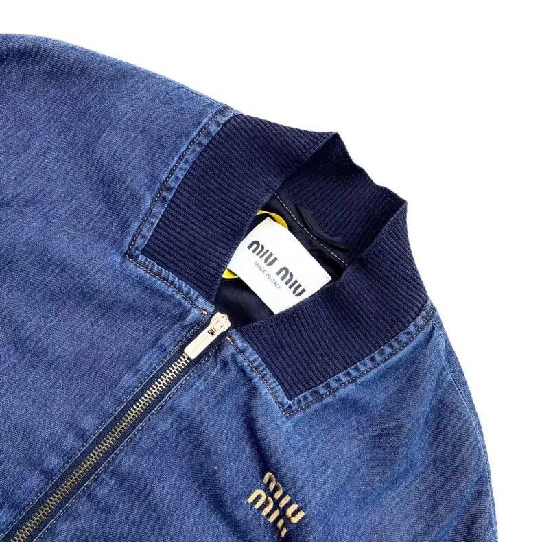 Miu Miu Miumiu 23SS Blue Embroidered Denim Jacket Size US XS / EU 42 / 0 - 3 Thumbnail