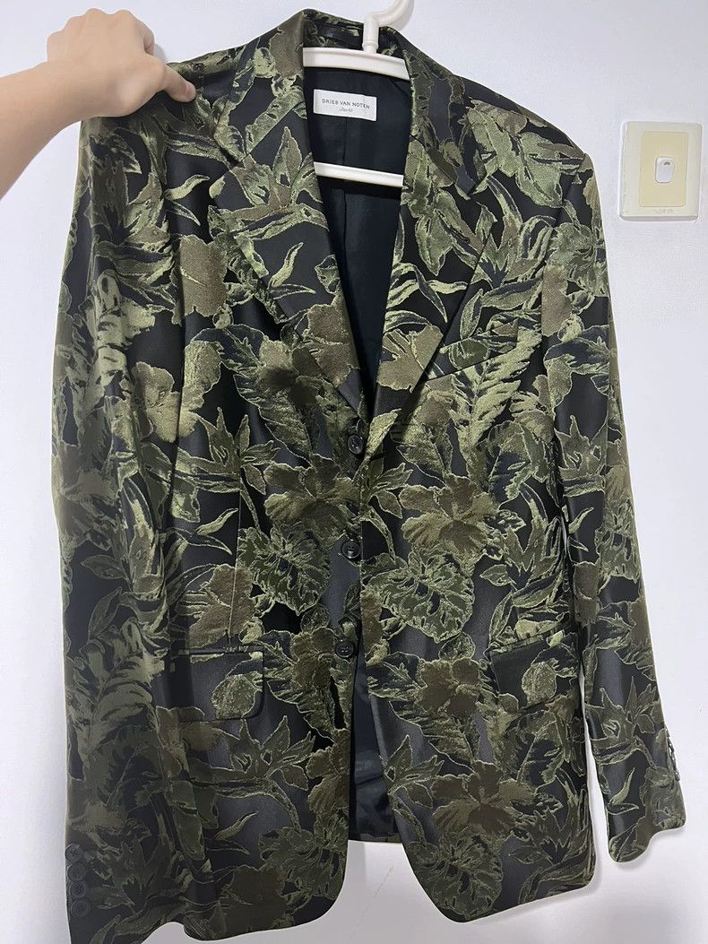 Dries Van Noten Dries Van Noten Green Jacquard Blazer Size US M / EU 48-50 / 2 - 2 Thumbnail