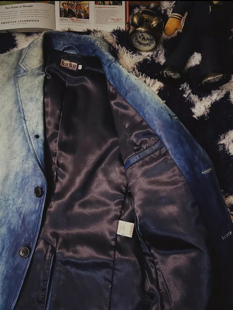 Kapital Blue Blue Japan Leather Indigo Blazer Jacket Size US S / EU 44-46 / 1 - 5 Thumbnail