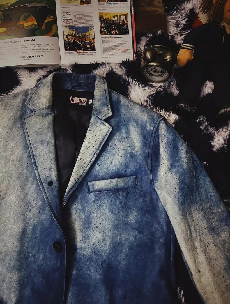 Kapital Blue Blue Japan Leather Indigo Blazer Jacket Size US S / EU 44-46 / 1 - 3 Thumbnail