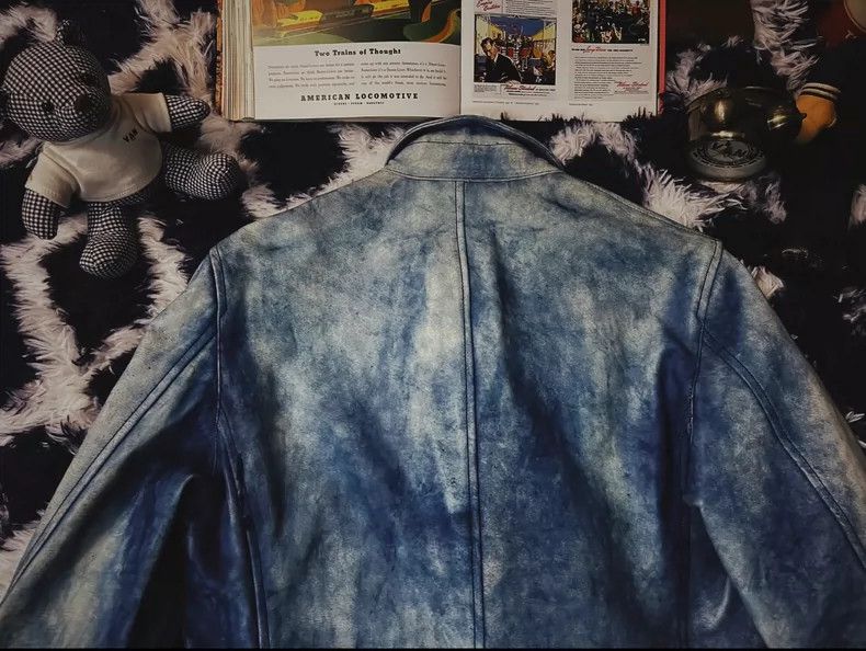 Kapital Blue Blue Japan Leather Indigo Blazer Jacket Size US S / EU 44-46 / 1 - 7 Thumbnail