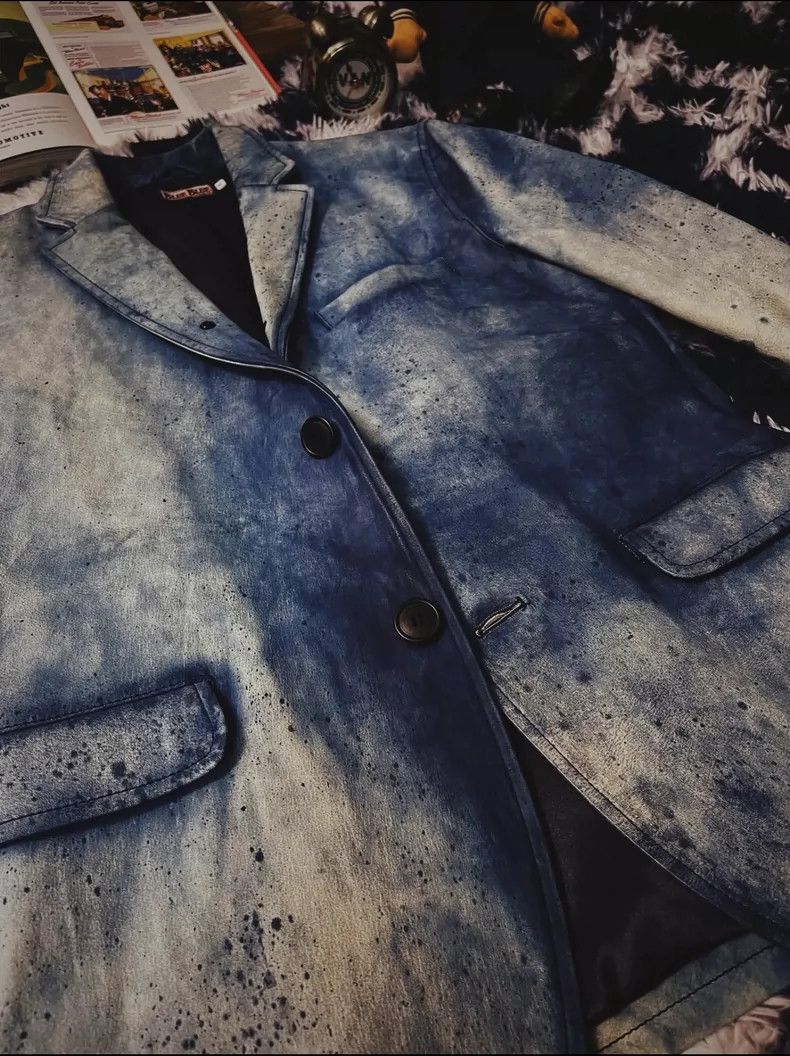 Kapital Blue Blue Japan Leather Indigo Blazer Jacket Size US S / EU 44-46 / 1 - 6 Thumbnail