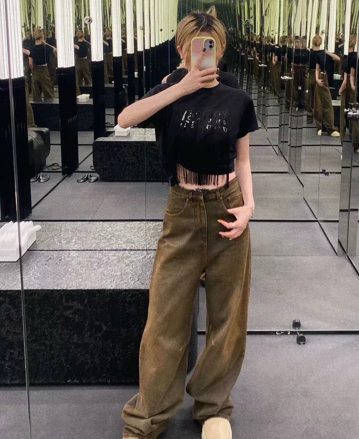 Maison Margiela black fringed t-shirt by mm6 maison margiela Size US XXS / EU 40 - 3 Thumbnail