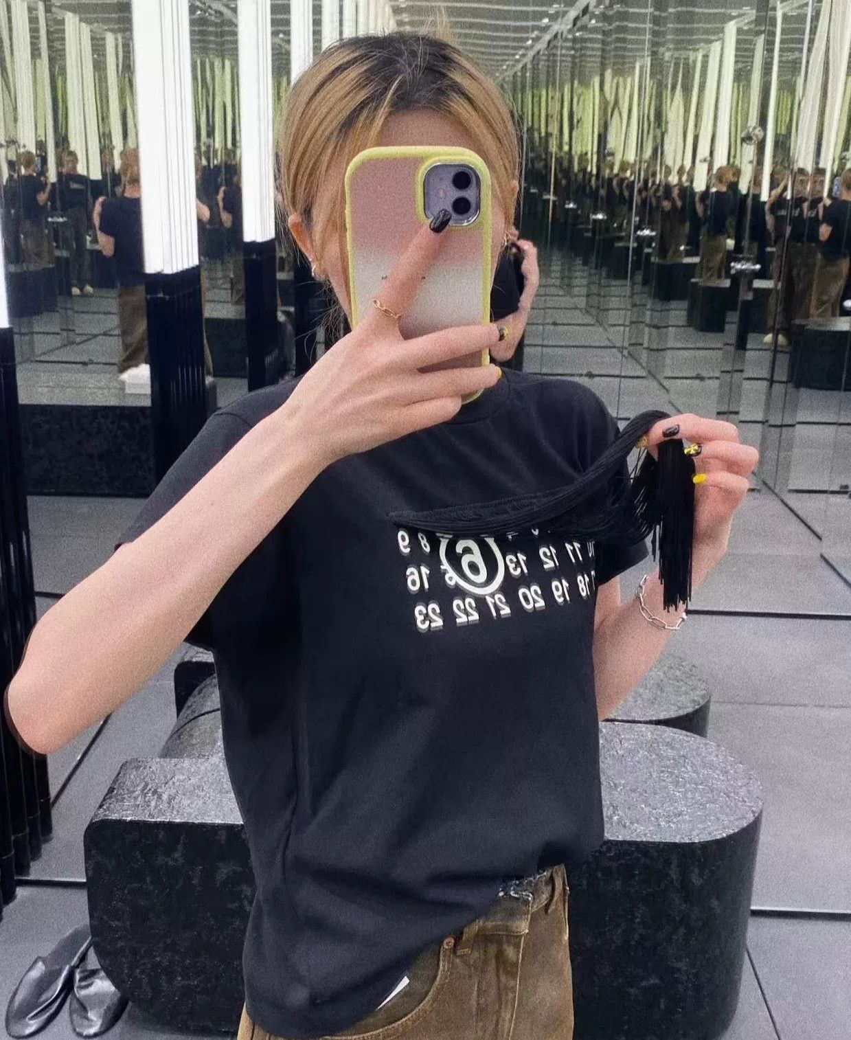 Maison Margiela black fringed t-shirt by mm6 maison margiela Size US XXS / EU 40 - 2 Thumbnail