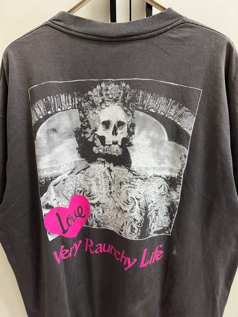 Saint Laurent Paris SAINT LOVE Pink Heart Skull TEE Size US XL / EU 56 / 4 - 6 Thumbnail