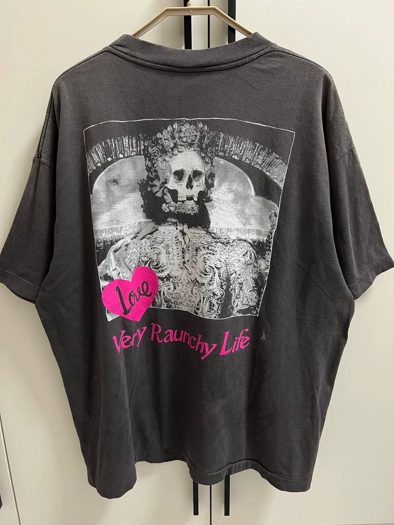 Saint Laurent Paris SAINT LOVE Pink Heart Skull TEE Size US XL / EU 56 / 4 - 2 Thumbnail