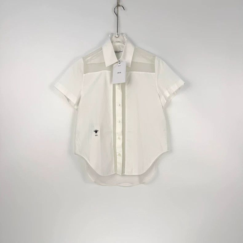 Dior Dior White Embroidered Bee Short-Sleeve Shirt Size US XS / EU 42 / 0 - 3 Thumbnail