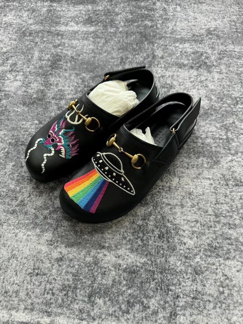 Gucci Gucci Black Embroidered Horsebit Sandals Size US 8 / EU 41 - 2 Thumbnail