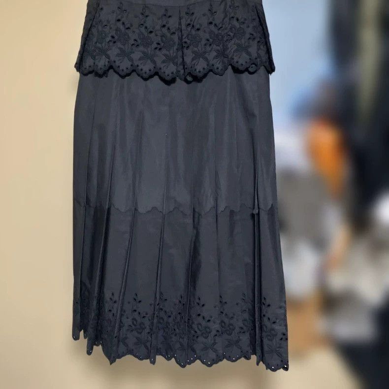 Comme des Garcons COMME des GARCONS Black Embroidered Pleated Skirt Size US 36 / EU 52 - 2 Thumbnail