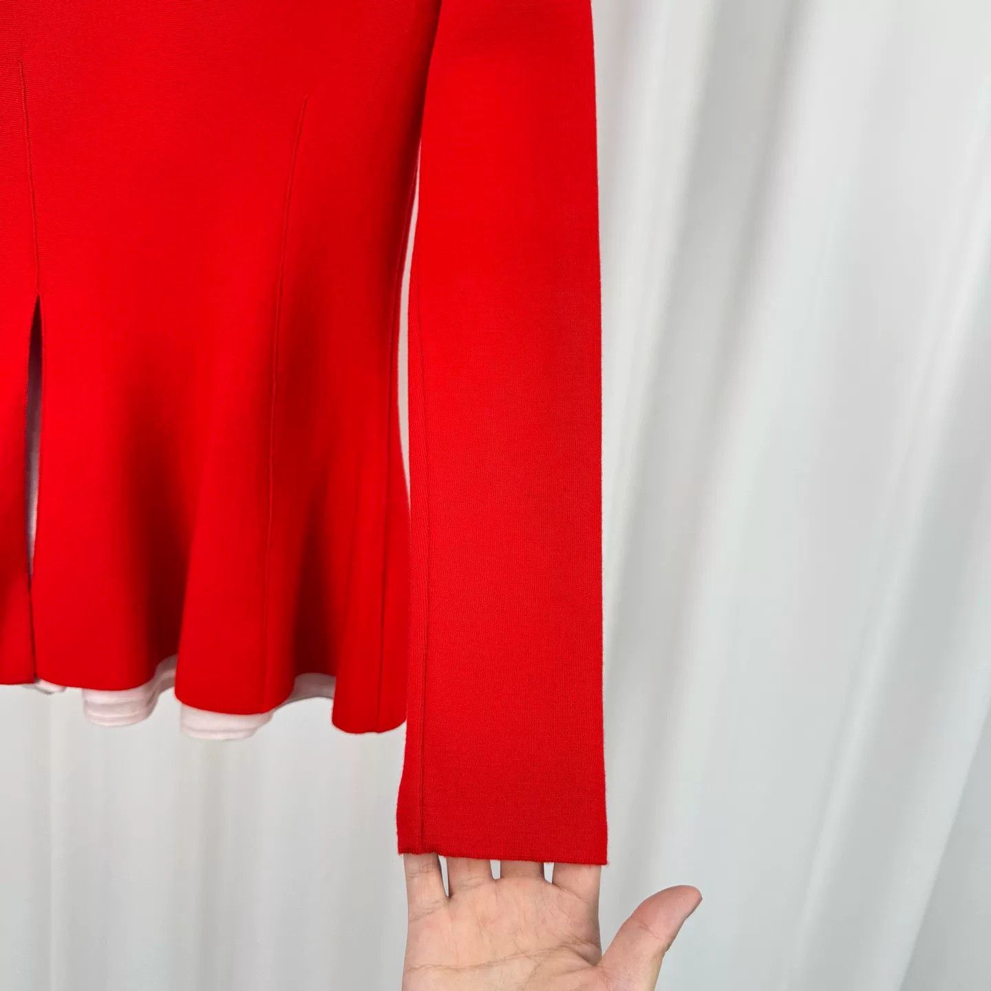 Dior red long sleeve cinched waist top Size US M / EU 48-50 / 2 - 4 Thumbnail