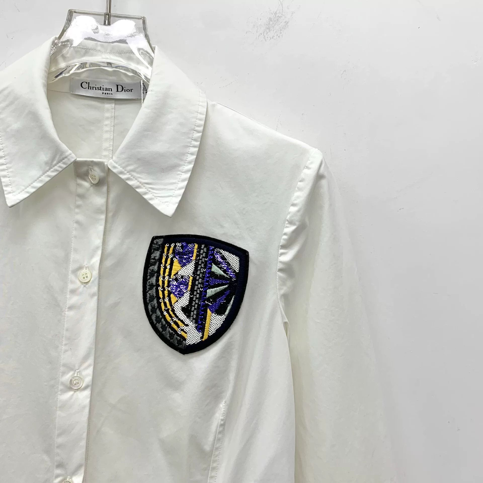 Dior dior white embroidered logo long sleeve dress Size US XXS / EU 40 - 3 Thumbnail
