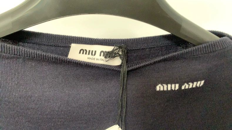 Miu Miu Miu Miu Blue Off-Shoulder Wool Top Size US M / EU 48-50 / 2 - 2 Thumbnail