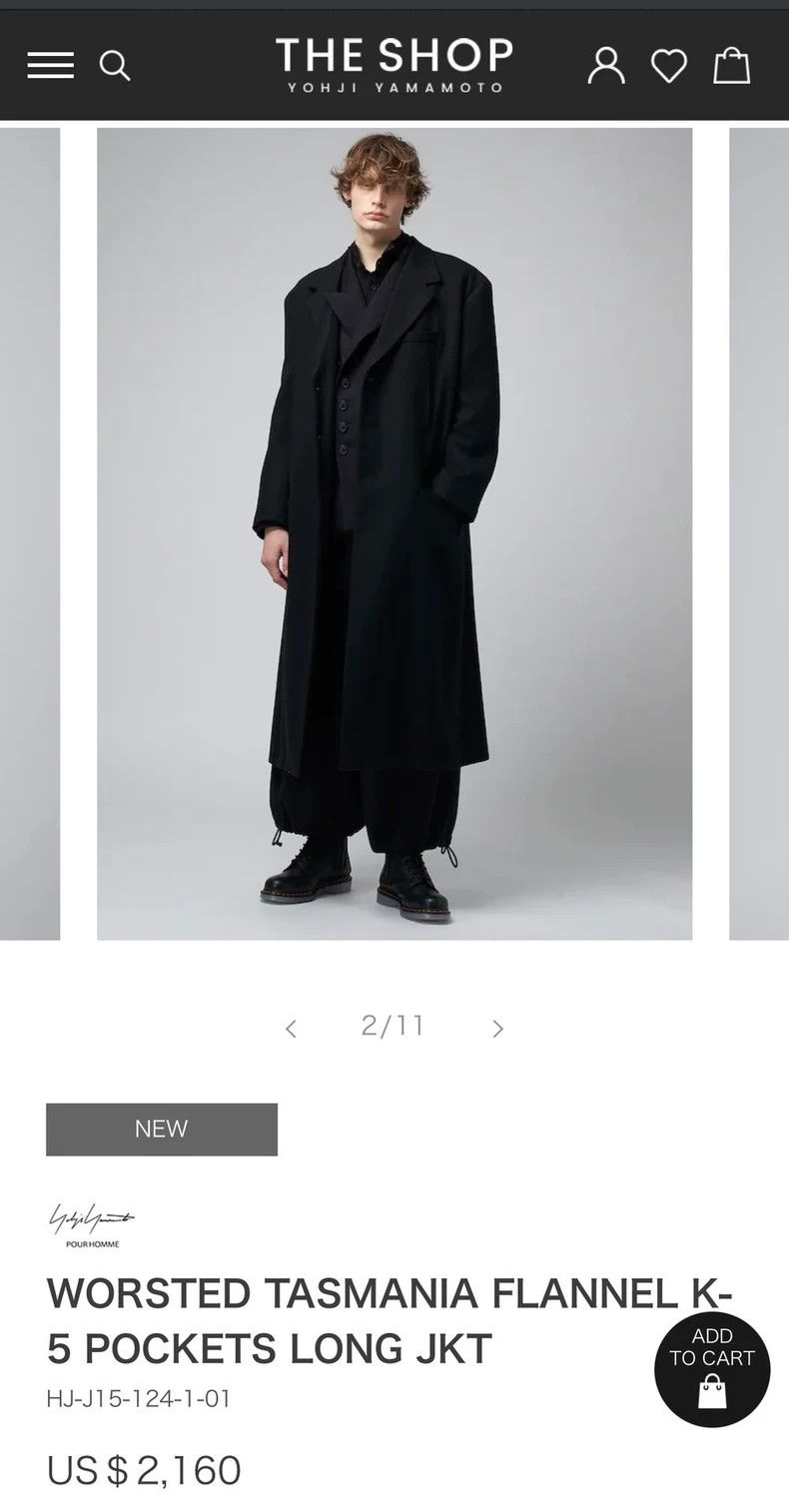 Yohji Yamamoto Yohji Yamamoto 23AW Flannel Wool Coat Size US XS / EU 42 / 0 - 6 Thumbnail