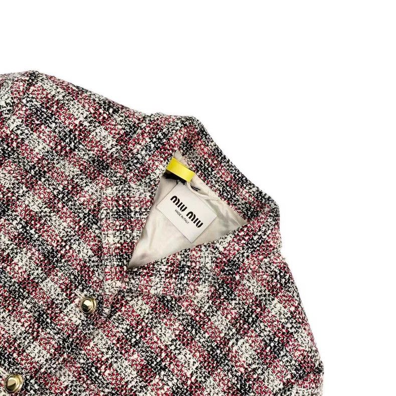 Miu Miu MiuMiu 23SS Logo Tweed Wool Jacket Size US M / EU 48-50 / 2 - 3 Thumbnail