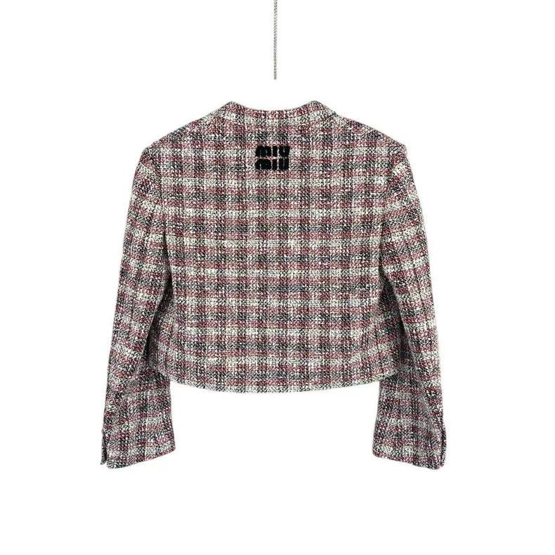 Miu Miu MiuMiu 23SS Logo Tweed Wool Jacket Size US M / EU 48-50 / 2 - 2 Thumbnail