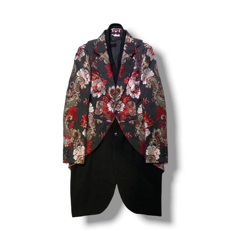 Comme des Garcons COMME des GARCONS HOMME PLUS Embroidered Double-Layer Long Blazer Size US XXS / EU 40 - 2 Thumbnail