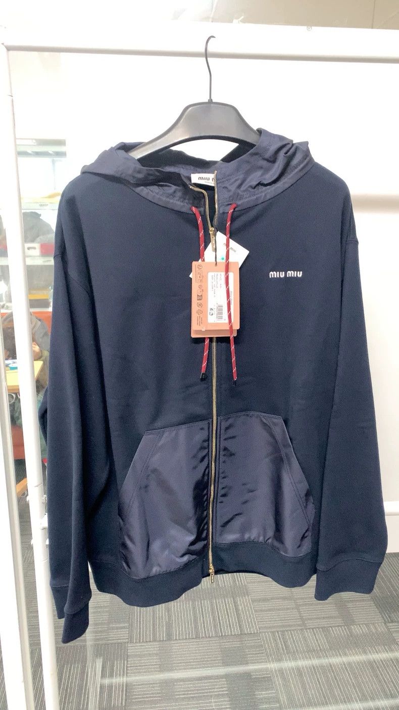 Miu Miu Miu Miu Blue Hooded Zip Jacket Size US M / EU 48-50 / 2 - 2 Thumbnail