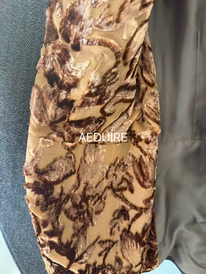 Dries Van Noten Dries Van Noten Brown Floral Flocked Lining Blazer Size US XXS / EU 40 - 4 Thumbnail