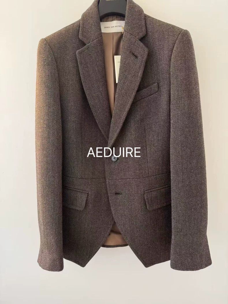 Dries Van Noten Dries Van Noten Brown Floral Flocked Lining Blazer Size US XXS / EU 40 - 2 Thumbnail