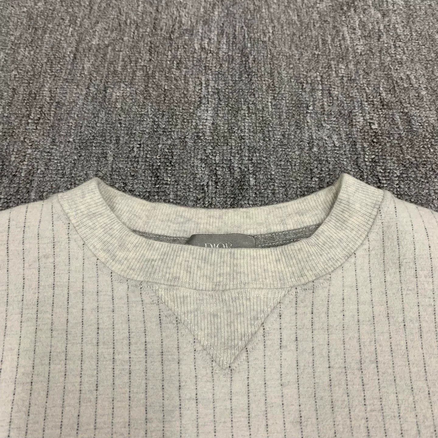 Dior grey striped pocket logo t-shirt Size US M / EU 48-50 / 2 - 9 Thumbnail