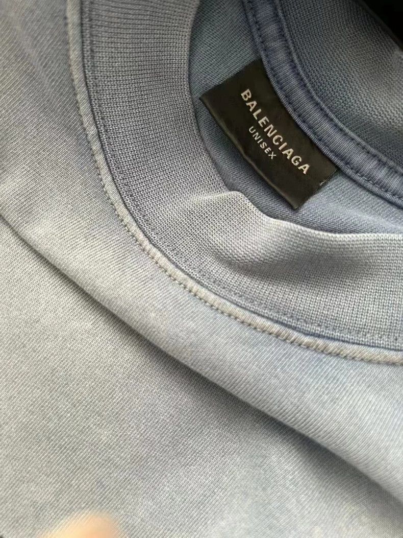 Balenciaga Balenciaga Washed Blue Logo Short Sleeve Size US S / EU 44-46 / 1 - 3 Thumbnail