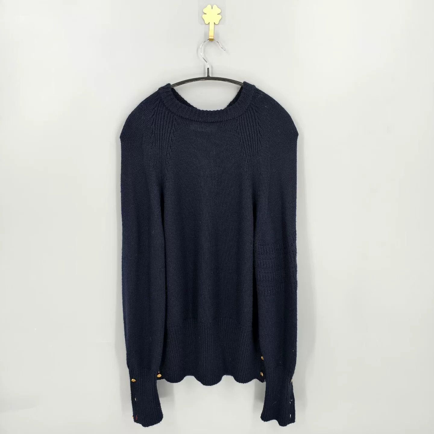 Thom Browne Thom Browne Navy Back Gold Button Sweater Size US XS / EU 42 / 0 - 2 Thumbnail