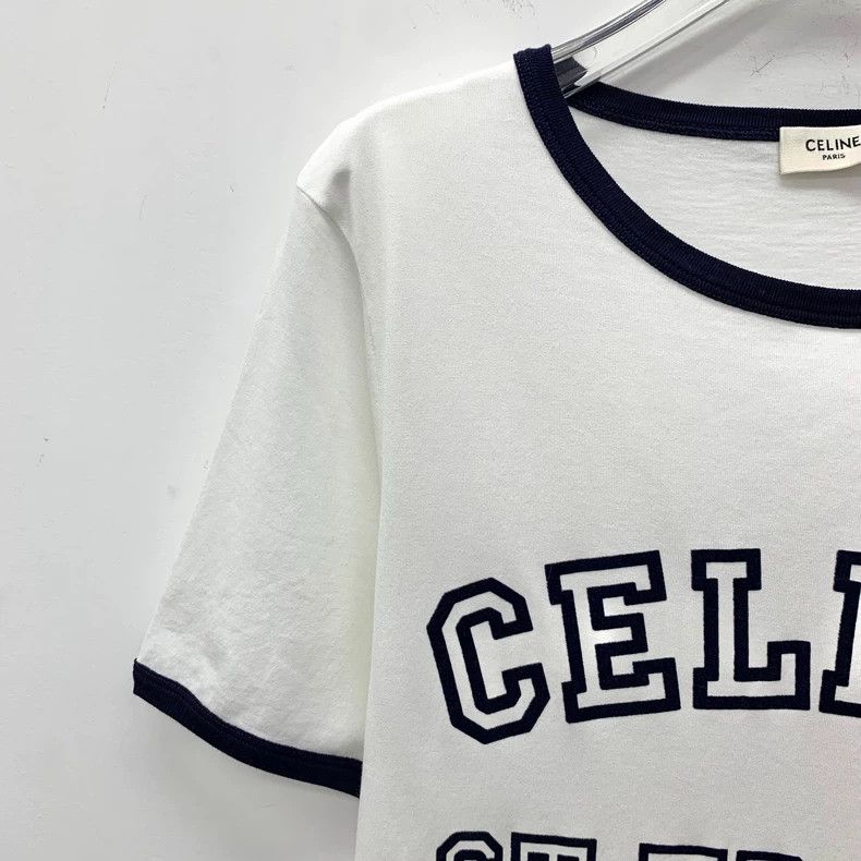 Celine Celine White Logo Print Cotton T-Shirt Size US L / EU 52-54 / 3 - 3 Thumbnail