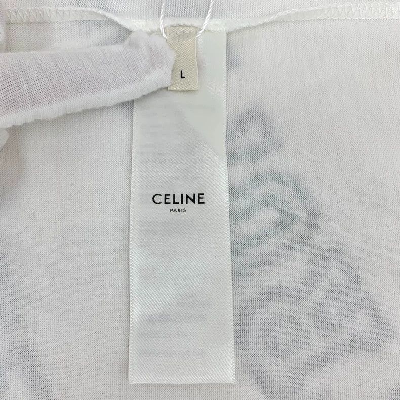 Celine Celine White Logo Print Cotton T-Shirt Size US L / EU 52-54 / 3 - 6 Thumbnail
