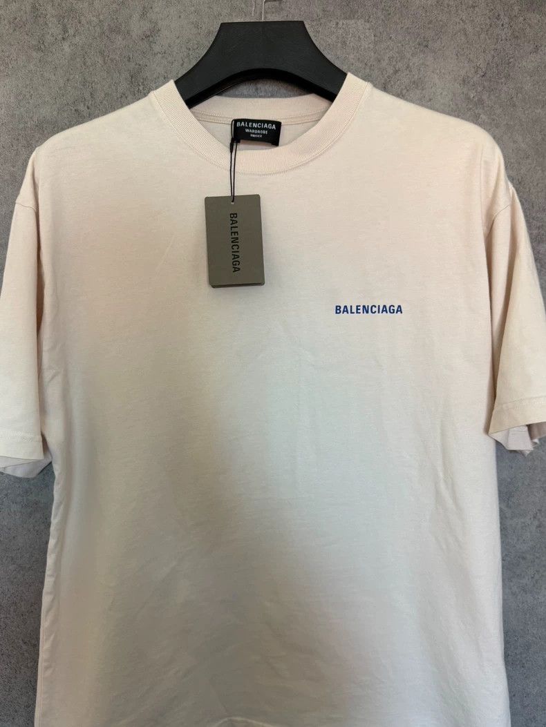 Balenciaga Balenciaga Beige Logo Short Sleeve Tee Size US M / EU 48-50 / 2 - 2 Thumbnail