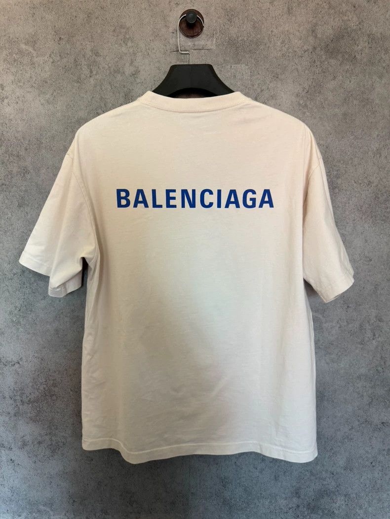 Balenciaga Balenciaga Beige Logo Short Sleeve Tee Size US M / EU 48-50 / 2 - 5 Thumbnail
