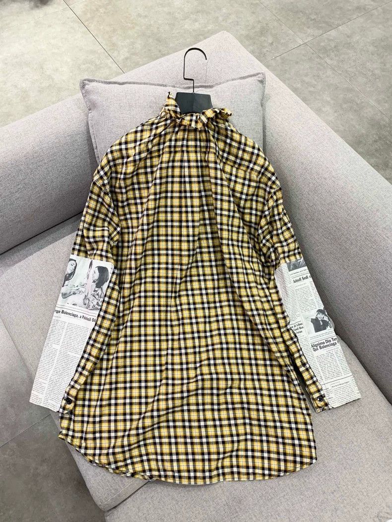 Balenciaga Balenciaga Yellow Plaid Shirt Size 34 Size US XS / EU 42 / 0 - 2 Thumbnail