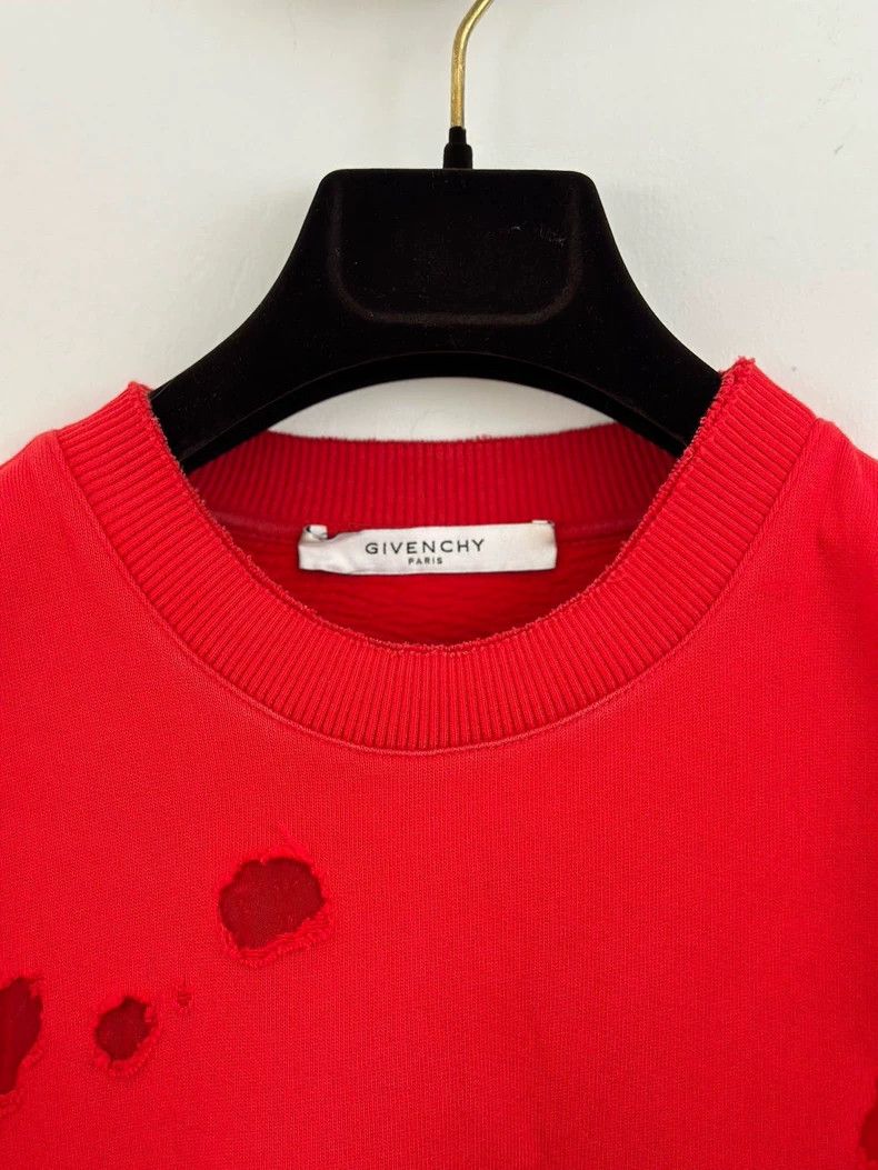 Givenchy Givenchy Red Distressed Sweatshirt XS Size US XS / EU 42 / 0 - 2 Thumbnail