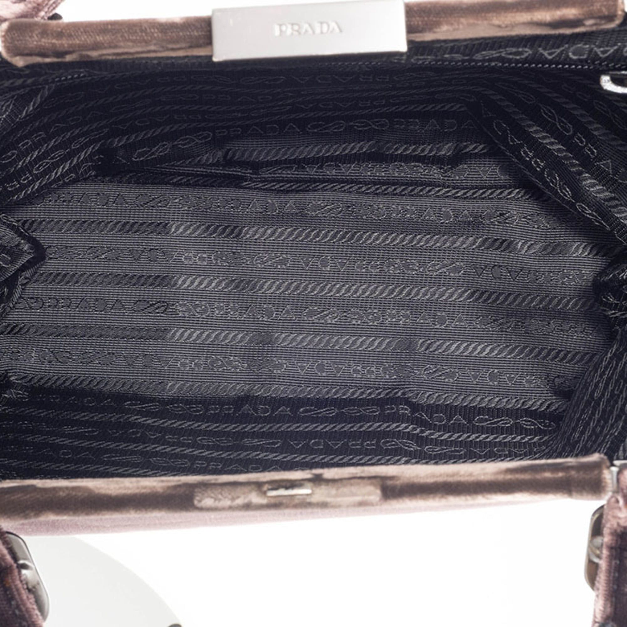 Prada Prada Handbag Velvet Dark Brown Women's PRADA Size ONE SIZE - 10 Thumbnail
