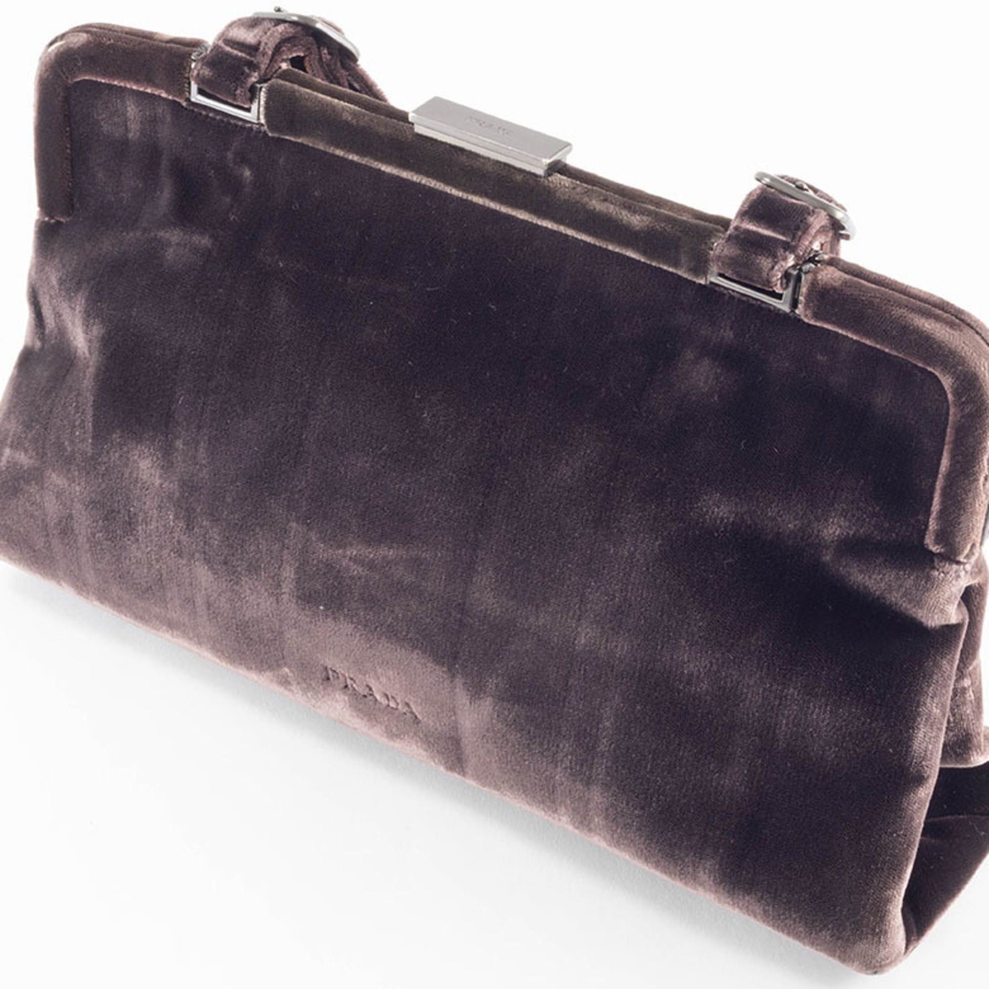 Prada Prada Handbag Velvet Dark Brown Women's PRADA Size ONE SIZE - 18 Thumbnail