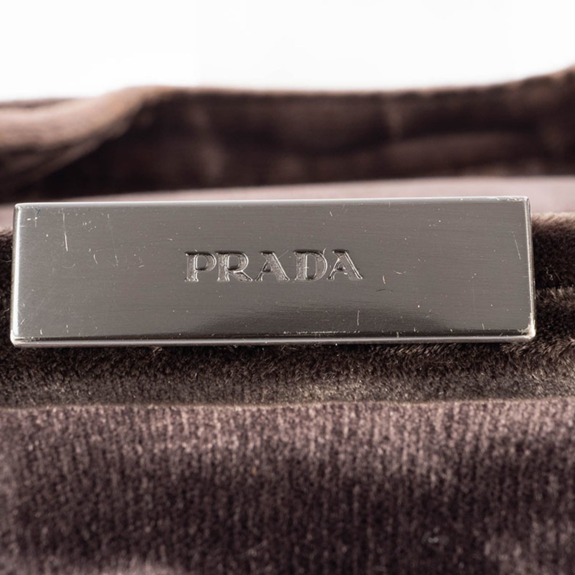 Prada Prada Handbag Velvet Dark Brown Women's PRADA Size ONE SIZE - 7 Thumbnail